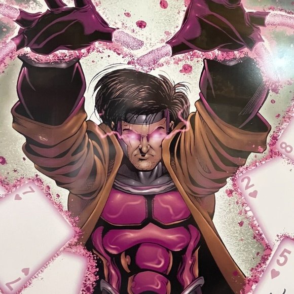 Big! G.W. Fisher Marvel “Gambit” 2009 Signed 11x17 Print Autograph - X-men Poker - Picture 2 of 3